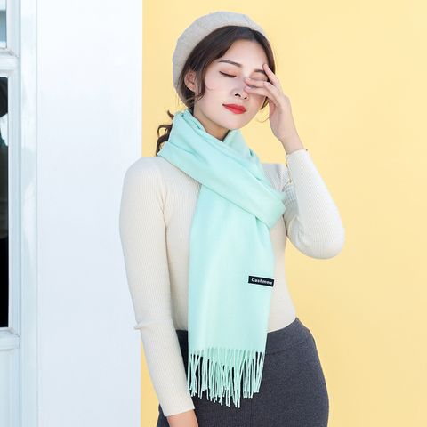 Khăn Choàng Cổ Len Dạ Màu Xanh Lam Nhạt Trơn - Cashmere - 200x60cm - Mã KC322