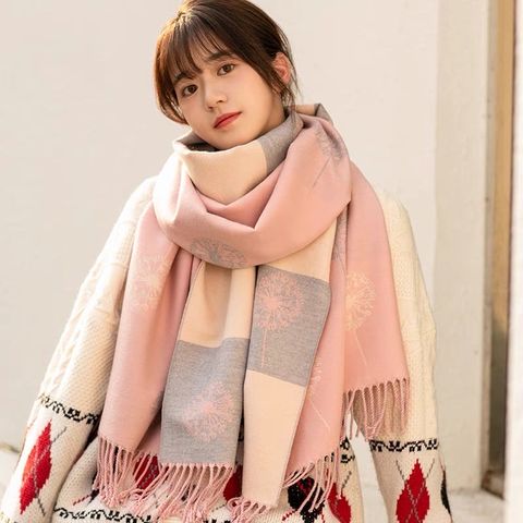 Khăn quàng cổ len cashmere nữ choàng giữ ấm màu hồng pastel LAGU Khăn Phụ Kiện - KC340