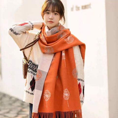 Quà tặng sinh nhật cho bạn gái - Khăn quàng cổ len cashmere nữ choàng giữ ấm màu cam LAGU Khăn Phụ Kiện - KC338