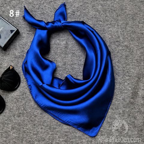 Khăn Quàng Cổ Vuông Vải Lụa Satin Màu Xanh Navy - Mã SD008