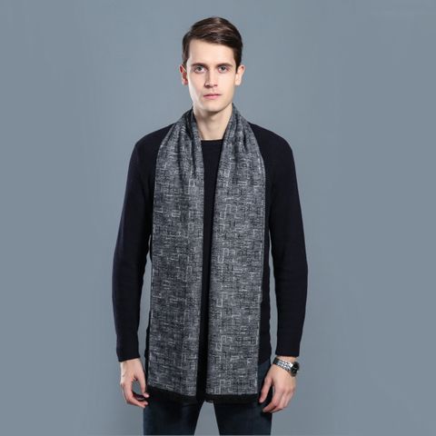 Khăn quàng choàng cổ nam Hàng Hiệu & Cao Cấp - Khăn len cashmere giữ ấm họa tiết màu Xám tro - KN009