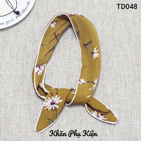 Khăn Turban Màu Vàng Hoa Trắng Viền Trắng - Mã TD048