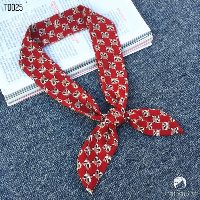 Khăn Turban Dài Lụa Màu Đỏ Họa Tiết - Mã TD025