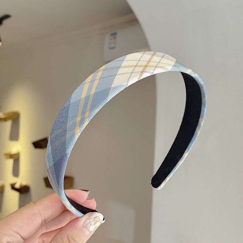 Mấn Áo Dài, Mấn Đội Đầu Cách Tân Cài Tóc Caro Màu Xanh Da Trời Nhạt - Mã CT628