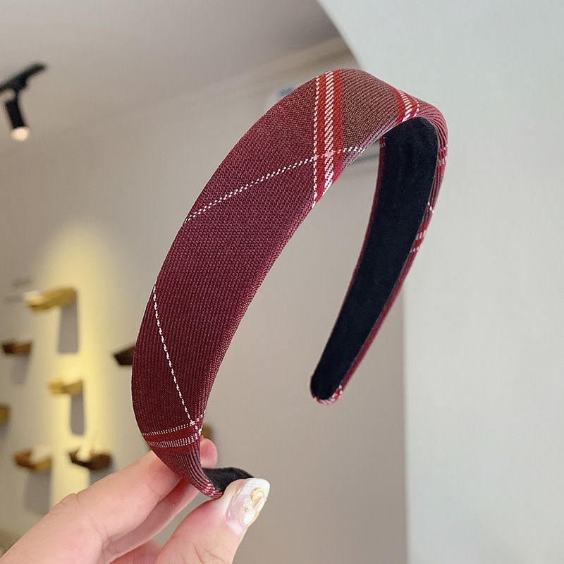 Mấn Áo Dài, Mấn Đội Đầu Cách Tân Cài Tóc Caro Màu Đỏ Đô - Mã CT625