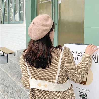 Mũ nón beret nồi bánh tiêu nữ Hàn Quốc LÀ GU Khăn Phụ Kiện phong cách họa sĩ ulzzang đẹp mùa đông thời trang màu trắng, nâu, be, đen - MBR011