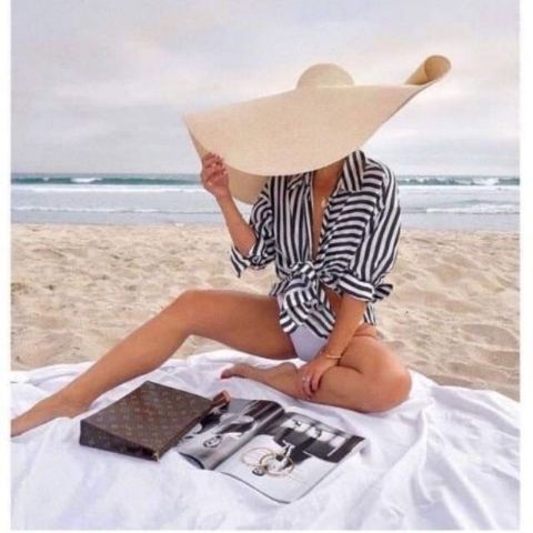 Mũ nón cói đi biển rộng vành tròn siêu to rộng đẹp cho nữ Le Chapeau Bomba (jacquemus Brand) màu be - Mã NC455