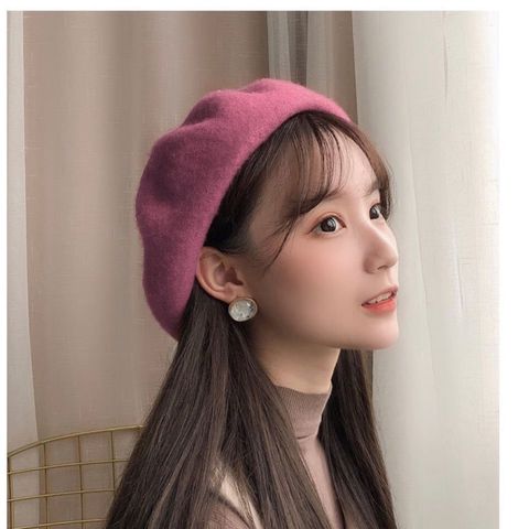 Mũ Nồi Nữ Màu Đỏ Hồng Pastel - Mũ Beret Nón Bánh Tiêu - Mã NV209