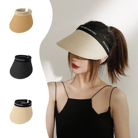 Mũ nón cói visor nửa đầu đi biển rộng vành tròn đẹp cho nữ LÀGU Khăn Phụ Kiện - NC505