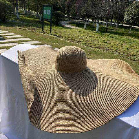 Mũ nón cói đi biển rộng vành tròn đẹp cho nữ vành siêu to Le Chapeau Bomba (jacquemus Brand) màu nâu - NC454