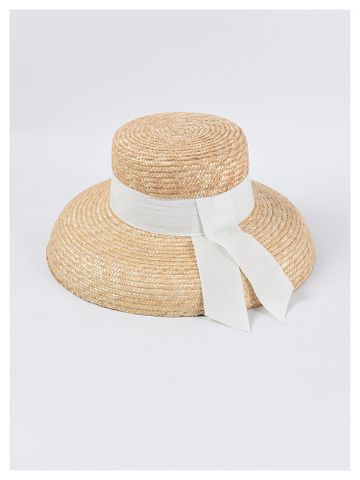 Mũ nón cói đi biển rộng vành tròn đẹp cho nữ vintage sợi tự nhiên cao cấp nơ trắng - NC449