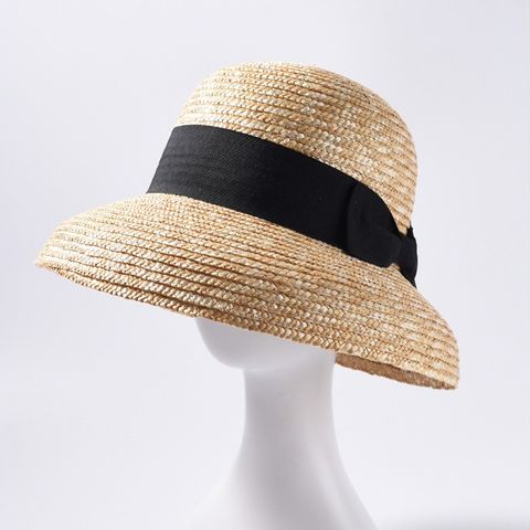 Mũ nón cói đi biển rộng vành tròn đẹp cho nữ form chuông nhỏ vintage sợi tự nhiên cao cấp nơ đen - NC444