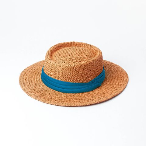 Mũ nón cói đi biển rộng vành tròn đẹp cho nữ PANAMA vintage sợi tự nhiên cao cấp dây xanh ngọc - NC466