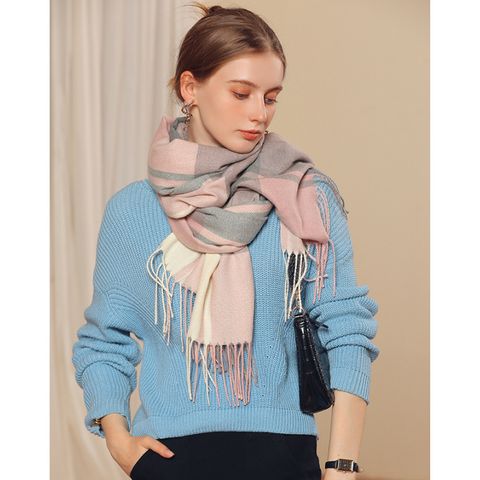 Khăn quàng choàng cổ len Cashmere giữ ấm cao cấp phong cách châu Âu Mỹ sang trọng