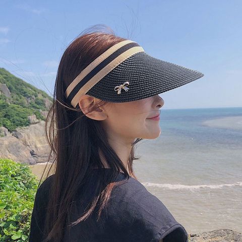 Mũ nón cói đi biển đẹp cho nữ form cứng visor nửa đầu màu đen - NC064