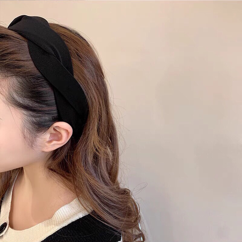 Băng đô cài tóc bện thắt bím Lagu Khăn Phụ Kiện, bờm tóc phong cách Hàn Quốc cho nữ đẹp cao cấp sang trọng- Màu đen