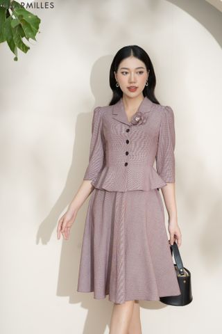 Áo tay lỡ peplum hoa cài