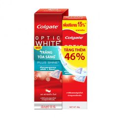 Kem đánh răng trắng sáng Colgate Optic White Plus Shine (100g) + Tặng tuýp cùng loại (46g)