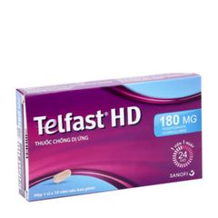 Thuốc điều trị viêm mũi dị ứng và mề đay vô căn mạn tính Telfast HD 180mg (1 vỉ x 10 viên/hộp)