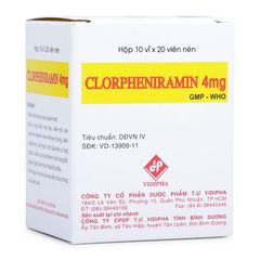 Thuốc trị viêm mũi dị ứng và các dị ứng khác Clorpheniramin (4mg)