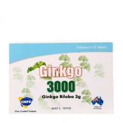 Thuốc điều trị suy giảm tuần hoàn máu Ginkgo 3000 (6 vỉ x 15 viên/hộp)