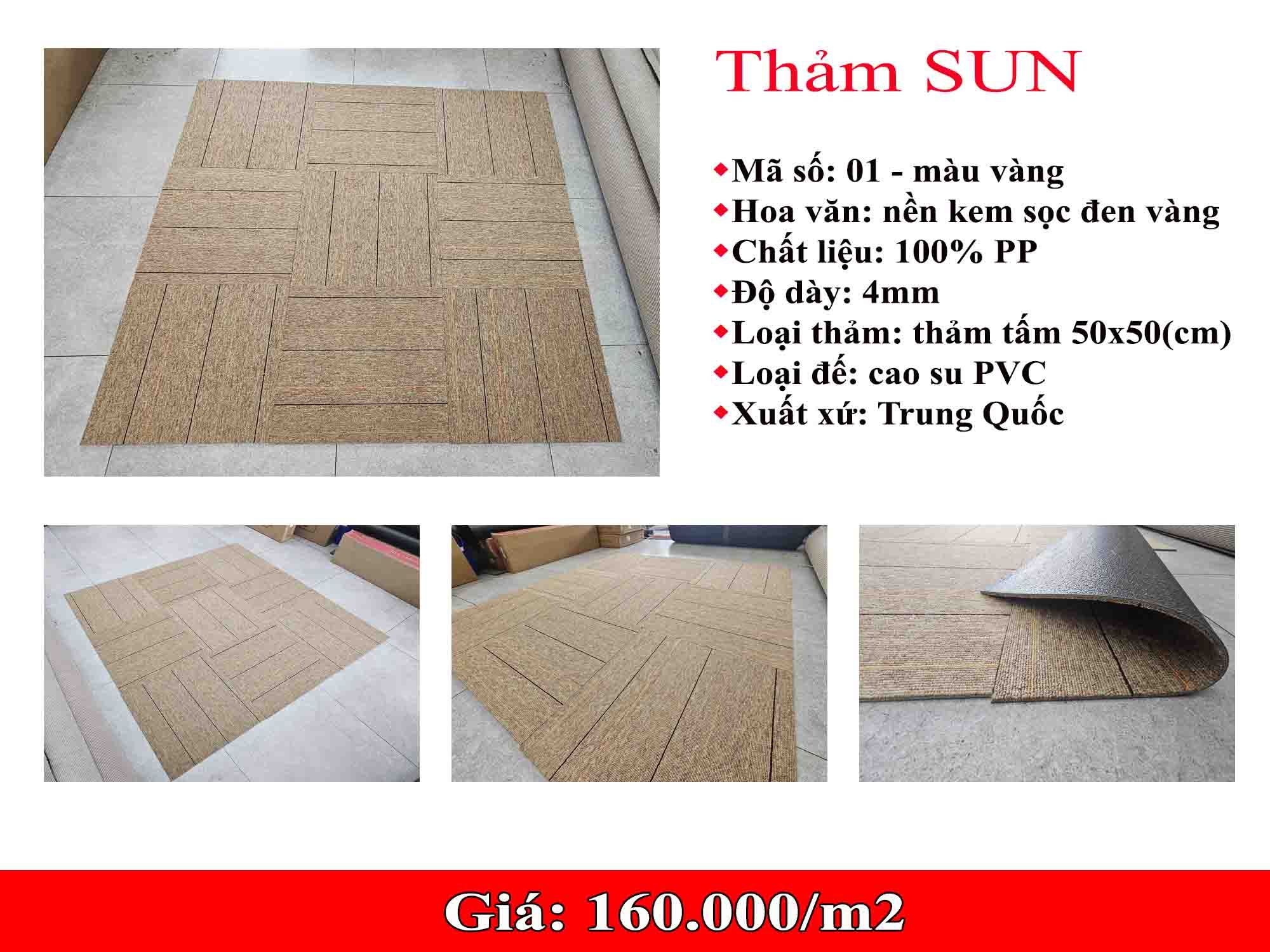 Thảm Gạch Sọc giá rẻ SUN 01 Màu Kem