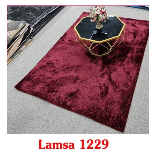 Thảm sofa lông xù màu đỏ Lamsa 1229