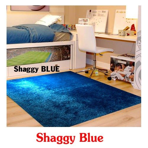 Thảm Salon phòng khách trơn shaggy Blue