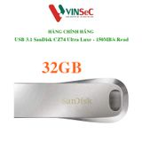  USB 3.1 - 150MB/s - 32GB - SanDisk Ultra Luxe CZ74 nhỏ gọn, vỏ bọc bằng kim loại cực đẹp chắc chắn - Hàng Chính Hãng 