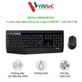  Bộ bàn phím và chuột không dây ( Wireless ) Logitech MK345 - Hàng Chính Hãng - Tem DIGIWORLD / VĨNH XUÂN phân phối 