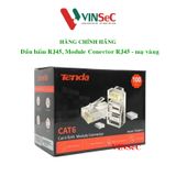  Đầu bấm dây mạng RJ45 Tenda Cat6e UTP TEH60510 mạ vàng 24K chống nhiễu, chống cháy nổ (100c/hộp) - Hàng Chính Hãng 