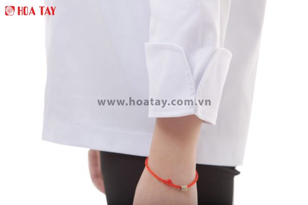 Áo Bếp Nam, Nữ Màu Trắng Tay Dài Kaki Nhuyễn