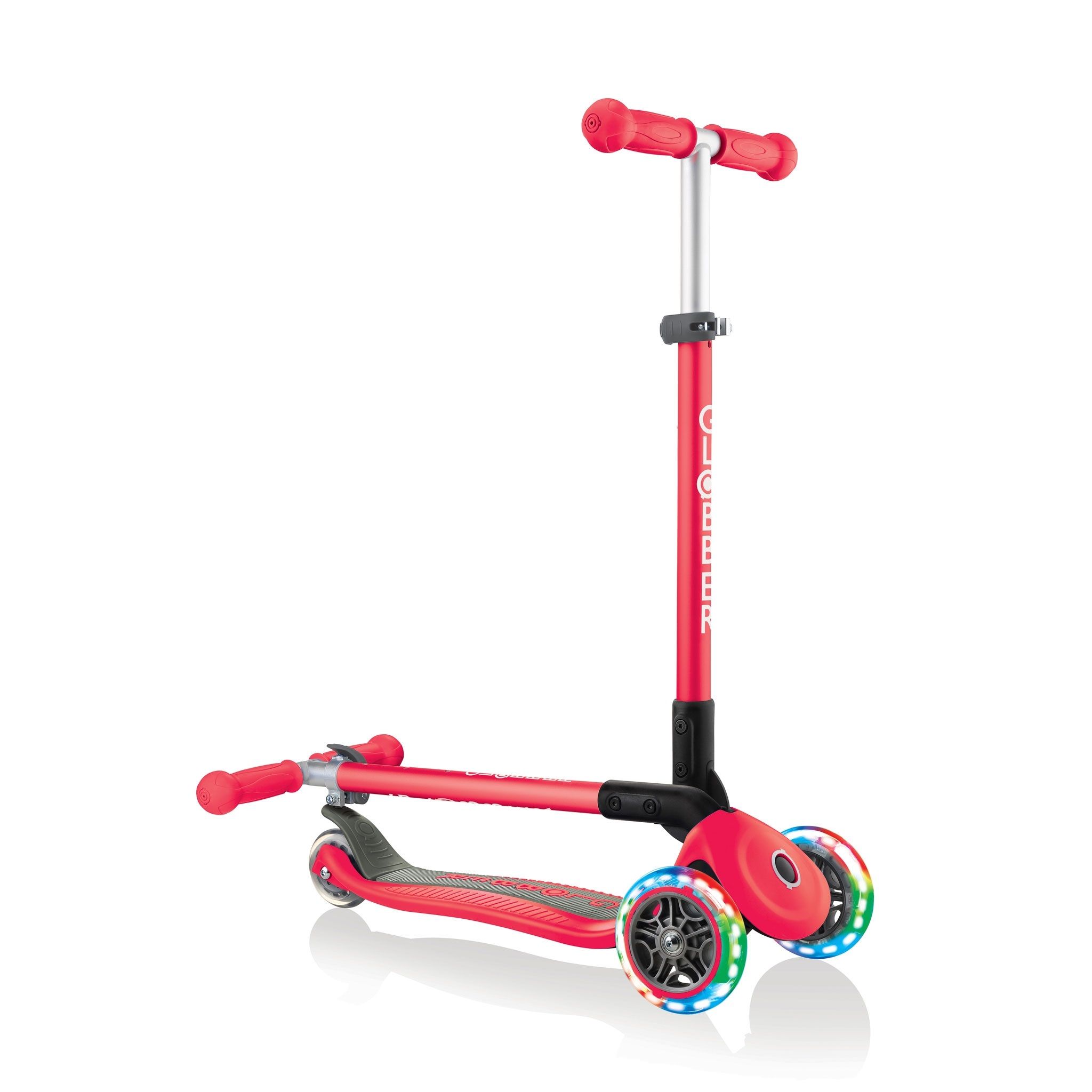  Xe trượt scooter 3 bánh gấp gọn có bánh xe phát sáng GLOBBER PRIMO cho trẻ em từ 3 đến 6 tuổi (Xanh lá/Đỏ) 