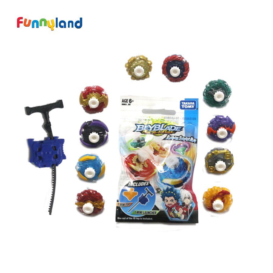 Con quay Mini Beyblade (1 trong 10 mẫu con quay màu ngẫu nhiên) - size 3.5cm