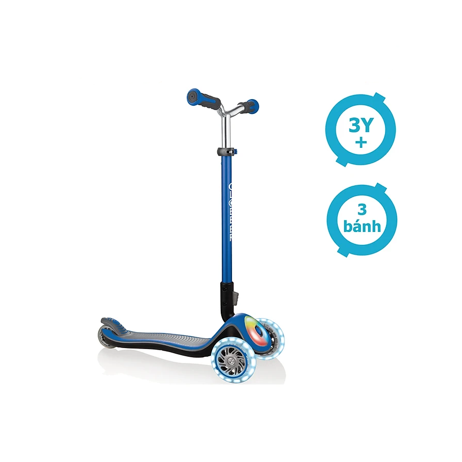  Xe trượt scooter 3 bánh gấp gọn có bánh xe và mặt trước phát sáng GLOBBER ELITE PRIME cho trẻ em từ 3 đến 9 tuổi (Xanh dương/Hồng) 