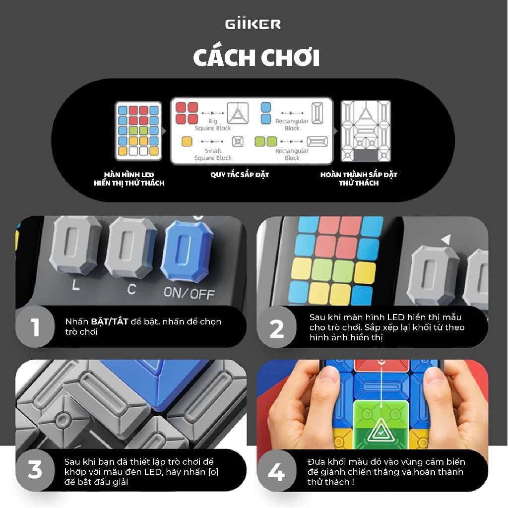 Đồ chơi xếp hình nam châm cảm ứng thông minh Giiker Super Slide Grey