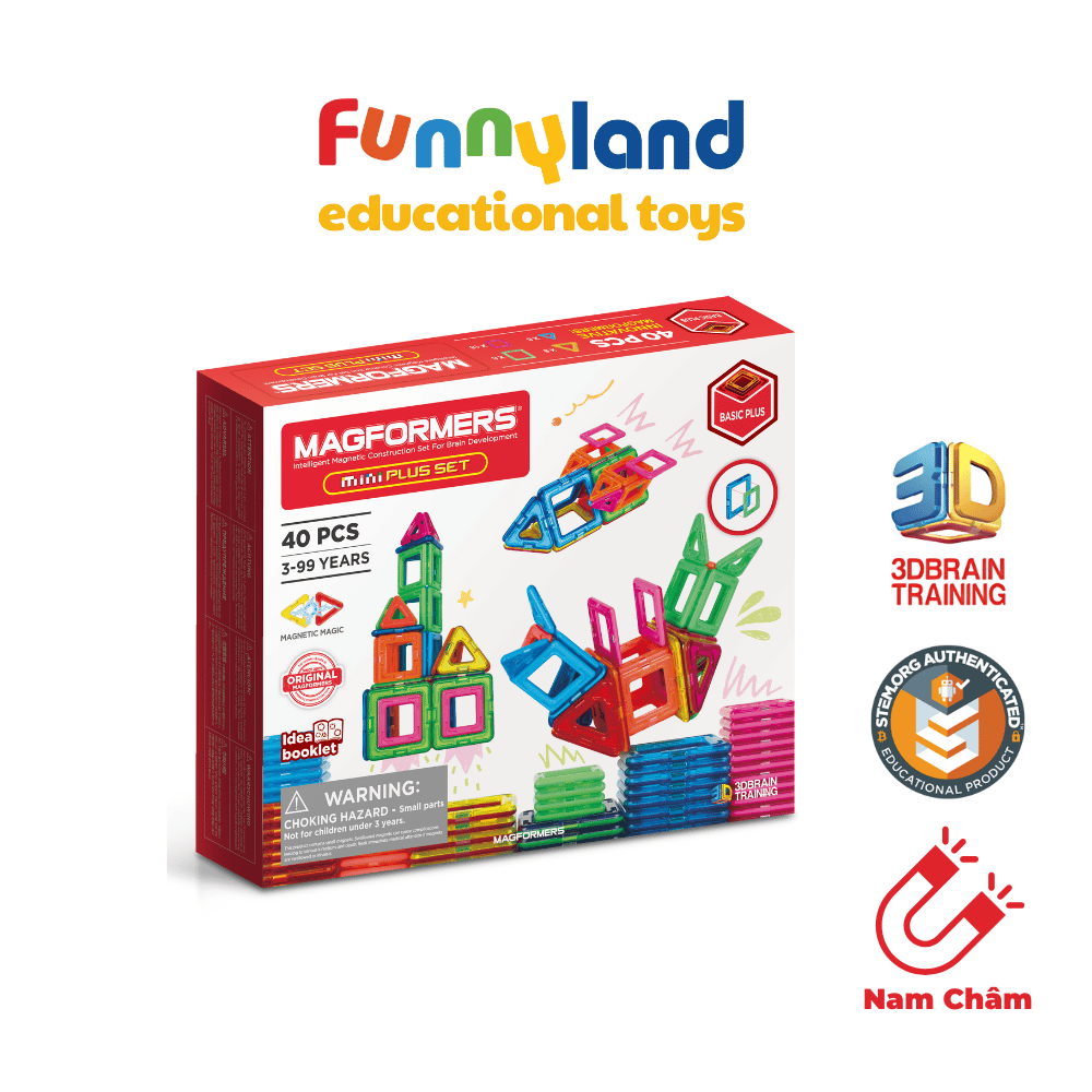 Đồ chơi xếp hình nam châm Hàn Quốc Magformers Mini Plus Set 40 mảnh