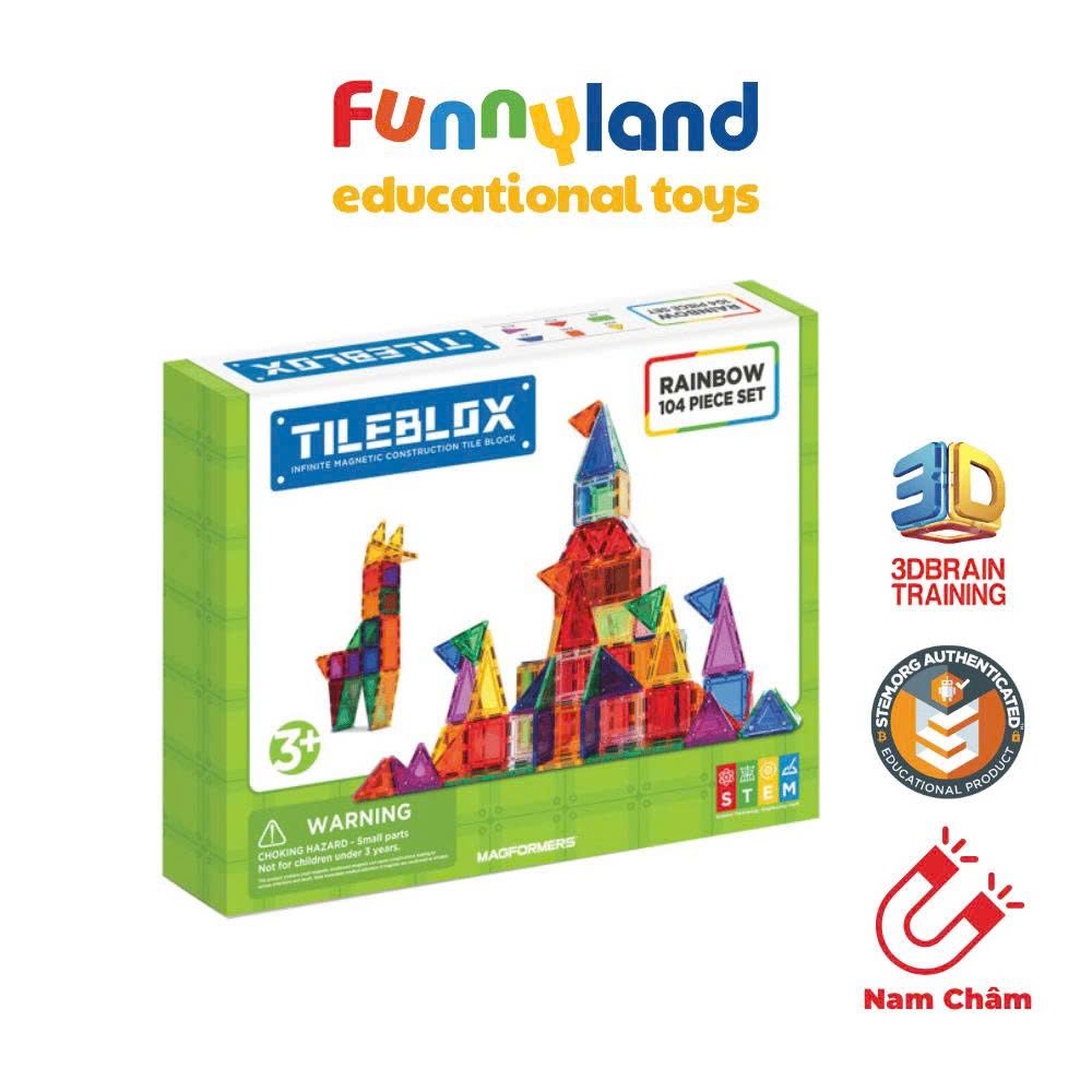 Đồ chơi xếp hình nam châm Hàn Quốc TILEBLOX Rainbow 104pc set