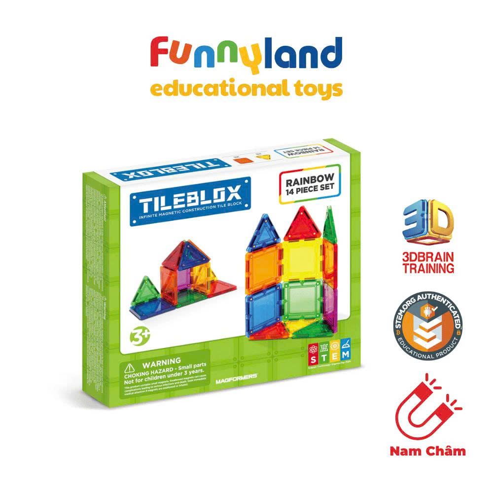 Đồ chơi xếp hình nam châm Hàn Quốc TILEBLOX Rainbow 14pc set