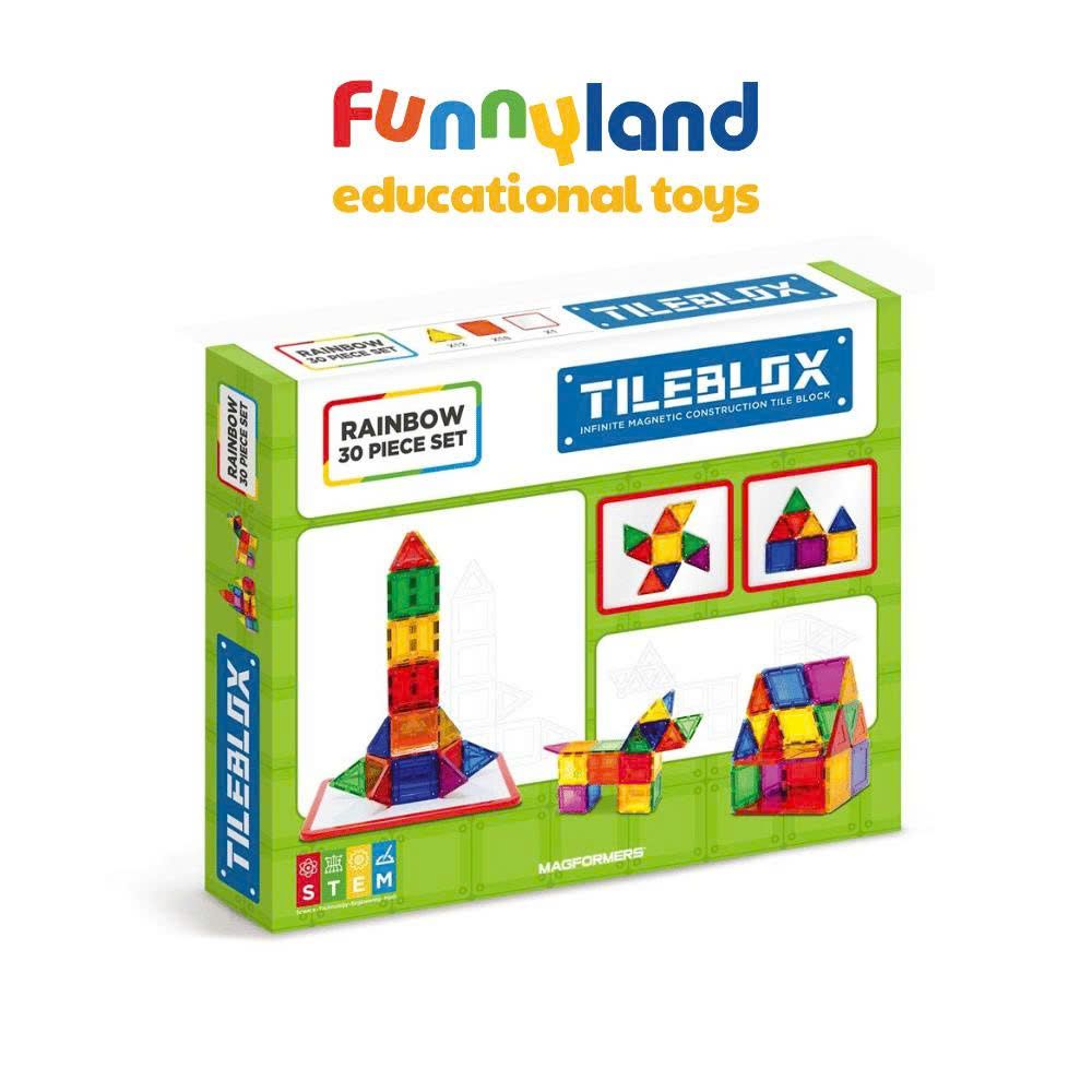 Đồ chơi xếp hình nam châm Hàn Quốc TILEBLOX Rainbow 30pc