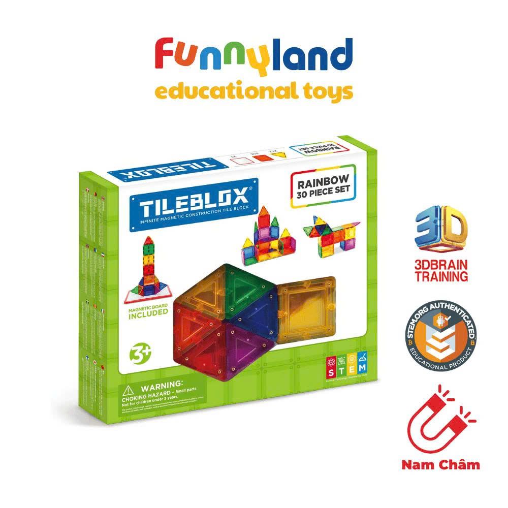 Đồ chơi xếp hình nam châm Hàn Quốc TILEBLOX Rainbow 30pc