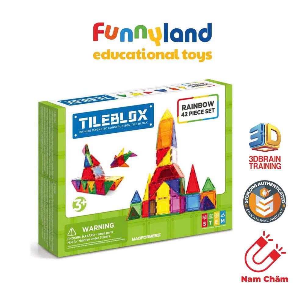 Đồ chơi xếp hình nam châm Hàn Quốc TILEBLOX Rainbow 42pc