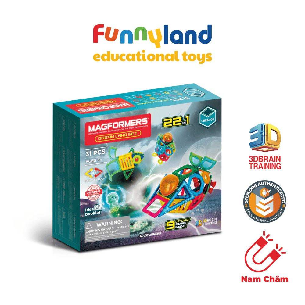 Đồ chơi xếp hình nam châm Hàn Quốc Magformers Bộ Vùng Đất Kỳ Ảo 31 chi tiết