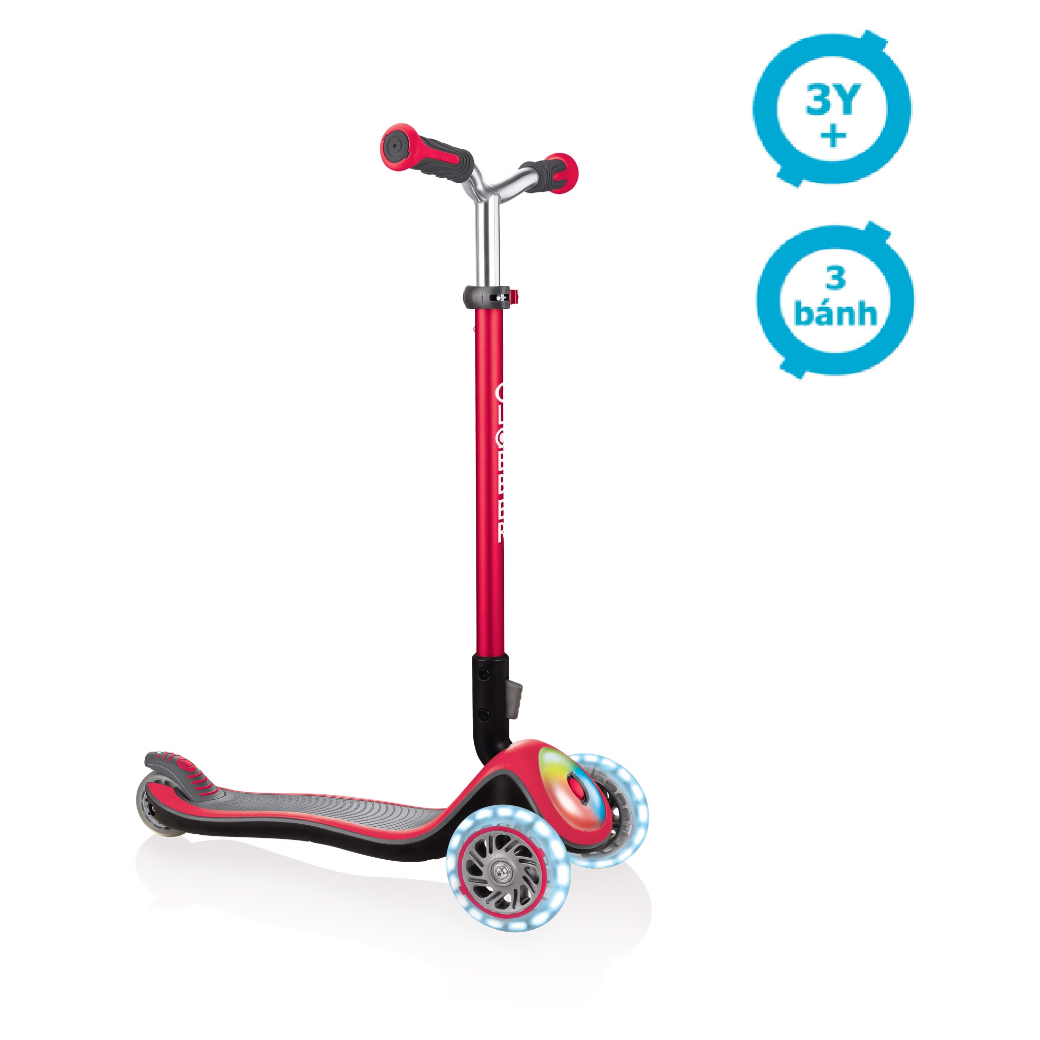  Xe trượt scooter 3 bánh gấp gọn có bánh xe và mặt trước phát sáng GLOBBER ELITE PRIME cho trẻ em từ 3 đến 9 tuổi 