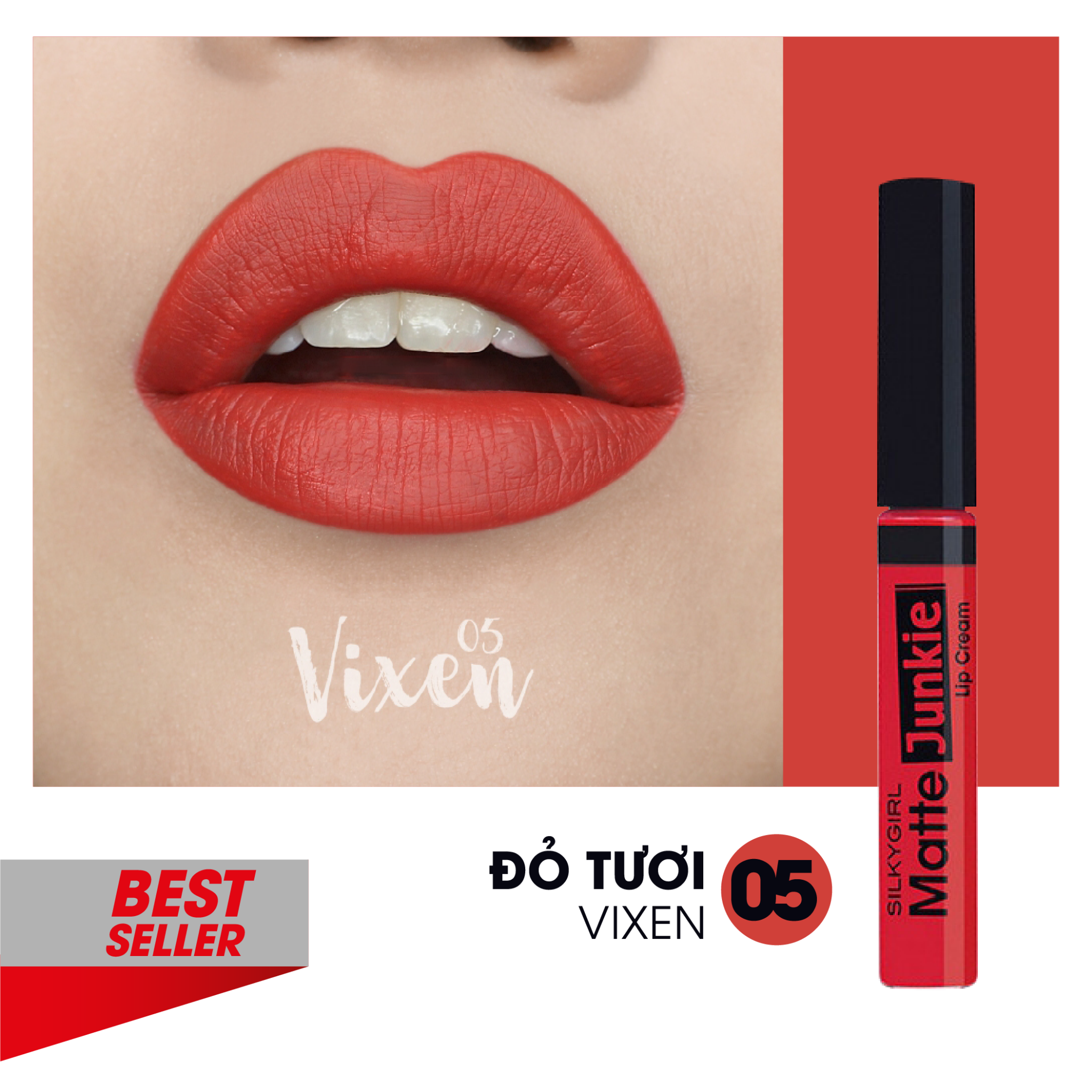Son kem Silkygirl Matte Junkie Lip Cream - 09 Rouge