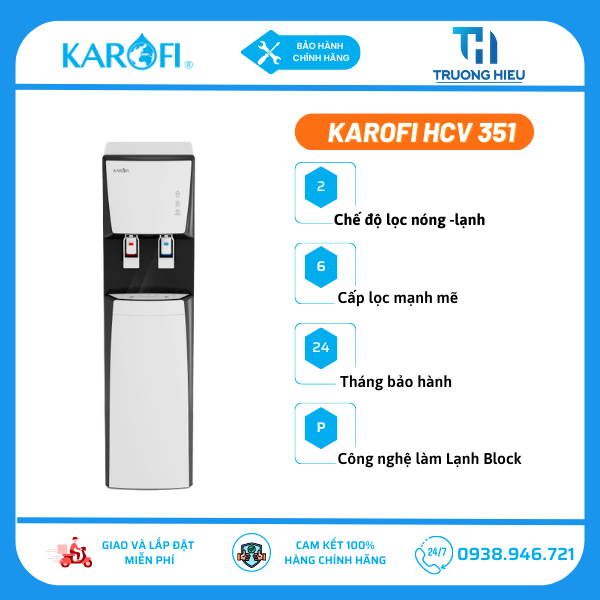 Máy lọc nước nóng lạnh RO Karofi HCV-351