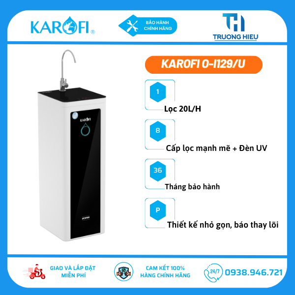 May lọc nước Karofi Optimus 0-i129/U, 9 cấp lọc, đèn UV