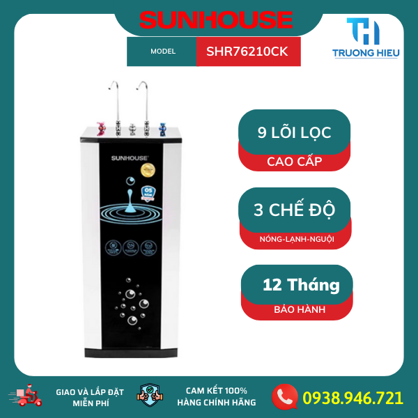 Máy lọc nước R.O nóng lạnh 10 lõi SUNHOUSE SHR76210CK