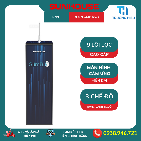 Máy lọc nước R.O nóng lạnh Sunhouse SlimBio SHA76214CK-S