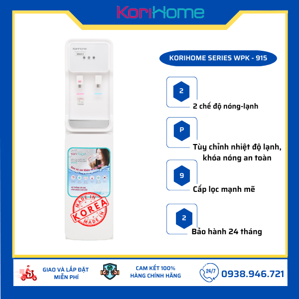 MÁY LỌC NƯỚC NÓNG LẠNH KORIHOME SERIES 9 WPK-915